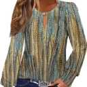 ETCYY Womens Long Sleeve Tops Dressy Casual Blouses Fall Pleated Tunic Trendy Tee Shirts 2026 Vacation Fashion Clothes (L)