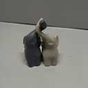 OwMell Set of 2 Loving Elephant Statue Figurine, 6" Elephant Ring Holder, Gifts for Couples Home Lucky Decor - Grey (Gray)