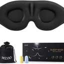 MZOO Luxury Sleep Eye Mask for Side Sleeper Men Women, Zero Eye Pressure 3D Sleeping Mask, Light Blocking Patented Design Night Blindfold, Soft Eye Shade Cover for Travel, Black