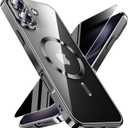 WEYNRBOX Magnetic for iPhone 17 Case with Privacy Screen Protector & Full Camera Cover,[Non-Yellowing] Shockproof Clear Phone Case Compatible with MagSafe Women Girls for iPhone17,Black