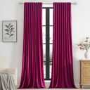 PRIMROSE Hot Pink Velvet Curtains 96 inch Long for Living Room,Set of 2 Panels Blackout Rod Pocket Back Tab Window Treatment Room Darkening Heavy Decorative Curtains Drapes for Bedroom