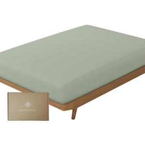 Bioweaves 100% Organic Cotton 1 Twin Fitted Sheet Only | 300 Thread Count Sateen Weave GOTS Certified with Deep Pocket - Basil