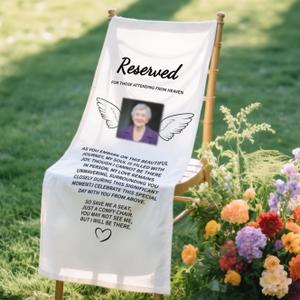 Reserved Memorial Wedding Chair Sign wedding sign with Photo Pasting Function Cotton Linen Fabric Wedding Reserved Seat Decor Save a Seat for Someone In Heaven