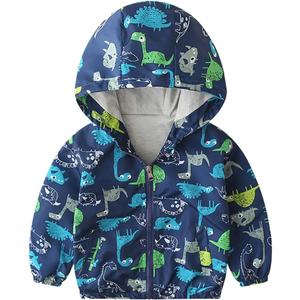 FYMNSI Toddler Baby Boys Girls Hooded Jacket Windbreaker Lightweight Dinosaur Print Coat Autumn Long Sleeve Windproof Outwear (2-3T)