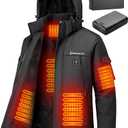 Heated Jacket for Men with 20000 mAh Battery Pack Fleece Lining Mens Heated Coat Waterproof Windproof Skiing Hunting