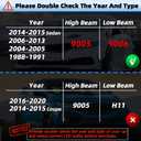 compatible with Honda Civic (2004-2013,2014-2015 Sedan) Bulbs combo, 9005 High Beam and 9006 Low Beam Bulbs combo, 24000LM 6500K Lights, IP68 Waterproof, Pack of 4