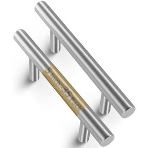 Mega Handles 33 Pack I Cabinet Pulls 5 Inch, Stainless Steel Cabinet Handle Pulls I Ideal for Kitchen Drawer, Cabinets, Door, Cupboard I Hardware for Cabinets - Hole Distance 3 Inch - Satin Nickel