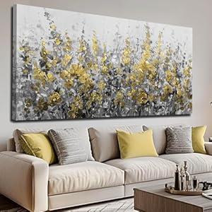 MLART99 Green and White Wall Art Home Decor Wildflower Wall Decorations Canvas Prints 29"x58" Nature Decor for Office Kitchen