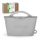 Haakaa Silicone Microwave Steamer & Steriliser Bag, 2000ml Large Capacity Reusable Steaming Bags for Baby Bottles/Breast Pump/Accessories/Pacifiers/Teethers, Great for Home and On-The-Go, Grey/1PC