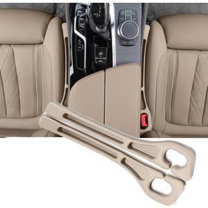 YANTING Car Seat Gap Filler Fit for Cars, SUVs & Trucks,Flexible Multifunctional No Drop Seat Guard with Organizer,2 Pack Car Gap FillerPrevent Falling,Gap Storage with Seat Belt Holes (Beige)