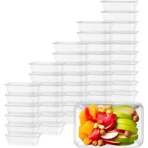 Bokon 100 Pcs Plastic Meal Prep Container with Lid Disposable Clear Lunch Containers Stackable Food Storage Container Box Spill Proof for Salad Snack Microwave Dishwasher Freezer Safe (25 oz)