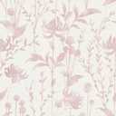 HeloHo Peel and Stick Wallpaper Pink Floral Leaf Wall Paper Self Adhesive Removable Waterproof Contact Paper for Living Room Bedroom Decor 16.1" X 196.8"