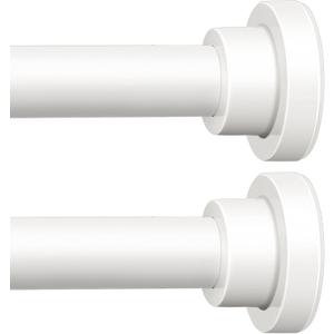 ENJOYBASICS 2 Pack Adjustable Spring Tension Curtain Rods 32 to 66 Inches, Stainless Steel White Shower Rod No Drilling for Window, Bathroom, Closet, Room Divider, 7/8" Diameter