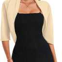 MINTLIMIT Women's Chiffon Batwing 3/4 Sleeve Open Front Shrug Bolero Cardigan Elegant Cropped Cardigans for Evening Dress (White, XL)