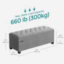 SONGMICS Storage Ottoman Bench, Foot Rest with Legs, 15.7 x 43.3 x 15.7 Inches, End of Bed Bench, Storage Chest, Load up to 660 lb, for Living Room, Bedroom, Entryway, Light Gray ULSF088G02