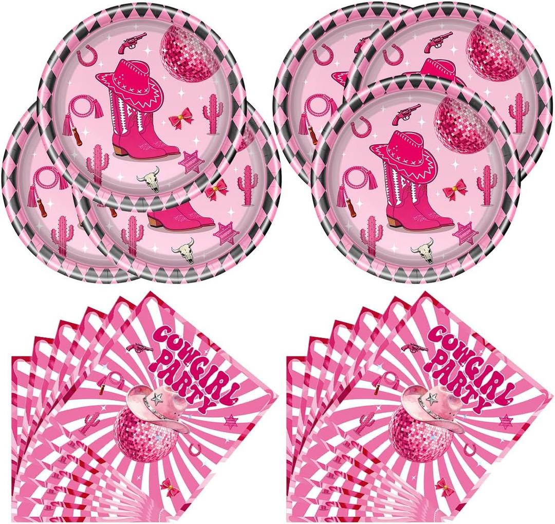 Western Cowgirl Party Tableware, Disco Cowgirl Plates and Napkins, West Rodeo Theme Party Decorations