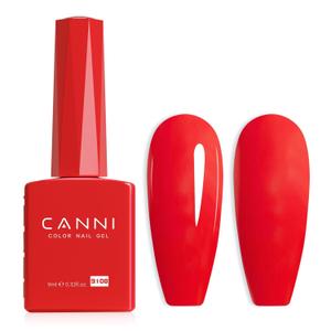CANNI Red Gel Nail Polish, 1Pcs Bright Red Gel Polish Neon Color High Gloss Soak Off U V Manicure Salon DIY