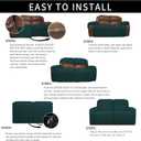 Easy-Going 6 Pieces Microfiber Stretch Sectional Recliner Sofa Slipcover Soft Fitted Fleece 2 Seats Couch Cover Washable Furniture Protector with Elasticity for Kids(Recliner Loveseat, Deep Teal)