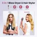 3 in 1 Travel Hair Dryer Brush, Lightweight Blow Dryer Brush in One for Faster Dry & Style, Blowout Hot Air Brush, One Step Straightener Volumizer with Millions Negative Ions for Smooth