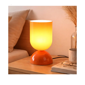 8.9" Modern Glass Table Lamp for Living Room, Dimmable Desk Lamps for Bedroom, UL Listed Nightstand Lamp with Dome Base, End Table Lamps for Home, Side Tables, College Dorm, Office, Glossy Orange