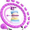 JKSHMYT Weighted Hula Circle Hoops for Adults Weight Loss, Infinity Fitness Hoop Plus Size 47 Inch, 24 Detachable Links, Exercise Hoop Suitable for Women and Beginners (Purple)