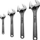 4 Pcs Adjustable CR-V Wrench Set, 6, 8, 10, 12 Inch Wrenches, Chrome Vanadium Steel, Wide Jaw Black Oxide Finish Craftsman Adjustable Wrench