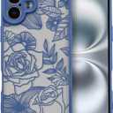 XIZYO for iPhone 16 Case, Floral Rose Cute Phone Case for Women Girls Aesthetic Pattern Print Slim TPU Bumper Shockproof Protective Cover for iPhone 16 6.1 Inch, Deep Blue