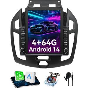 Android 14 Car Radio Compatible with Ford Transit Connect 2014-2018,Touchscreen Car Stereo with Wireless Carplay Android Auto,FM,Multimedia Receiver with GPS Bluetooth ＆ Backup Camera(9.7Inch