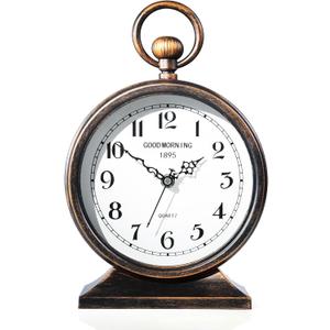 AYRELY 7-Inch Vintage Mantel Clock with Handle,Antique Metal Desk Clocks Battery Operated,Retro Table Clock for Bedroom Living Room Shelf Farmhouse Fireplace Dcor