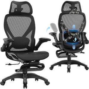X100 Ergonomic Mesh Office Chair with Footrest, Big and Tall Home Desk Chair with 5D Flip-Up Arms, Adjustable 3D Lumbar Support, Gaming & Executive Computer Chair (Night Reaper), 
Product Dimensions	26"D x 24"W x 41"H
Item Weight	49.5 pounds