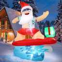 Gardentime 6.5FT Christmas Santa Claus Inflatables Outdoor Decoration Surfing Santa Fun Hawaii Giant Xmas Blowups with Built-in LED Lights for Holiday Indoor Yard Lawn Garden Outside Home Dcor