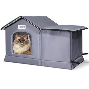 Tailtastic Weatherproof & Insulated Outdoor Cat House - Seamless Base Stays Dry,Easy Assembly, Warm Shelter for Community/Outdoor Cats(Large)