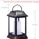 TomCare Solar Lights Metal Flickering Flame Solar Lantern Outdoor Hanging Lanterns Lighting Heavy Duty Solar Powered Waterproof LED Flame Lights for Patio Garden Christmas Decorations, 2 Pack (Bronze)