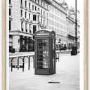 HesenDot London Phone Booth Framed Wall Art,12x16in Black and White British Street Canvas Print,Minimalist Poster Wall Decor,Urban Living Room Bedroom Study Home Office Decoration,Set of 1