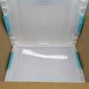 IRIS USA 6 Qt. Craft Storage Bins with Lids, 4-Pack, |Made in USA|, Clip Box, Small Plastic Sensory Bin Tote Organizer Containers for Art Supplies, Paper, & Office, Stackable - Clear/Seafoam Blue