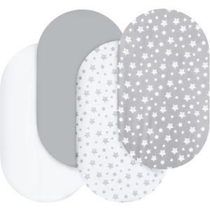 Bassinet Sheets Set 4 Pack for Baby Boy or Girl, Universal Fit for Oval, Hourglass and Rectangular Mattress, Grey (32"X17") Bassinet Sheets Set 4 Pack for Baby Boy or Girl, Universal Fit for Oval, Hourglass and Rectangular Mattress, Grey (32"X17")