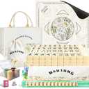 American Mahjong Tiles Set with Noise Reducing Mahjong Mat, 166 White Mahjong Game with Portable Storage Bags, 4 All-in-One Color Rack/Pushers, Scoring, Plastic Coins Dices for Adults & Beginners