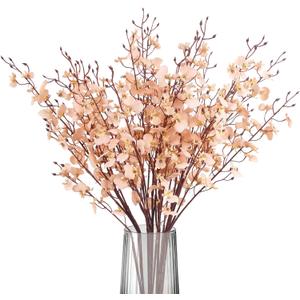Orchid Artificial Flowers 6pcs Silk Dancing Lady Orchids 35.5" Long Stem Champagne Fake Orchid Faux Flower in Bulk for DIY Indoor Outdoor Home Kitchen Office Decor(Champagne)
