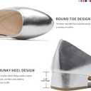 Jeekopeg Low Chunky Pumps Women's Round Toe Heels PU Leather Chunky Pump Shoes Classic Closed Toe Pumps Low Heel Dress Shoes for Women