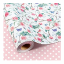 Retrify Pink Flowers Wrapping Paper Roll - 17 Inches x 32.8 Feet Mini Roll Cute Butterfly and Polka Dots Gift Wrap Paper for Mother's Day, Wedding, Birthday, Baby Shower, Holiday