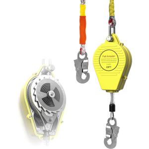 23ft Self Retracting Lifeline, 330LBS SRL Fall Arrest Fall Protection, Heavy Duty Retractable Safety Lanyard Harness Rope, Aluminum Alloy Lifeline Self Locking Hooks for Construction Roofing