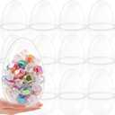 12 Pack 8 Inch Jumbo Clear Easter Eggs Plastic Giant Transparent Easter Eggs Huge Fillable Easter Egg for Easter Theme Party Easter Egg Hunt Party Favor