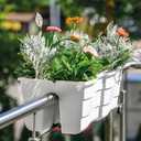 Ridge Rail Long Rectangular Flower Pot, Indoor/Outdoor Hanging Rail Planter Lightweight & Weatherproof Flower Box - Balcony Planters for Railing and Fence Patio, Deck 2 Pack (White)