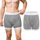 Carer Adult Diaper Cover Unisex Washable Incontinence Boxer Briefs Enclosed Elastic Leakproof Incontinence Underwear for Men Women Incontinence Supplies(Gray，Small)