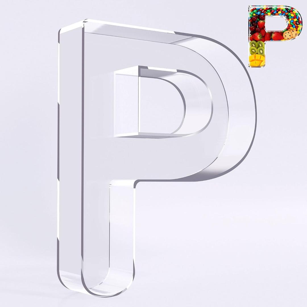 Ledido 10 Acrylic Letter Charcuterie Board Box, Reusable Fillable Serving Tray for Candy Cake Fruit Snack, Easy-Clean Acrylic Charcuterie Tray for Birthday Anniversary Party Decorations, Letter P