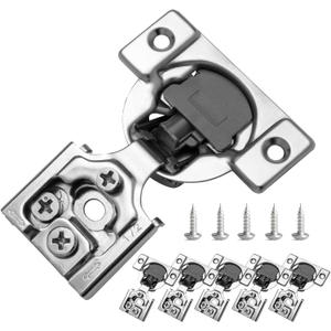 1/2 Inch Overlay Soft Close Cabinet Hinges, 6 Pack Slow Soft Close Hinges for Kitchen Cabinets Satin Nickel Hidden Self Closing Kitchen Cabinet Hinges