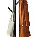 Coat Rack Freestanding, Coat Stands Entryway, Bamboo Coat Rack Hat Hanger 8 Hook for Jacket, Purse, Scarf Rack, Umbrella Tree Stand (Black)