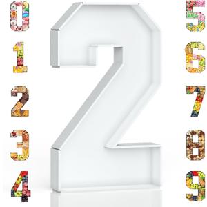 HILAVO Cardboard Number for Charcuterie, 13.7" Fillable Number Boxes for Cupcake Sweet Candy 2nd Birthday Anniversary Party Decorations