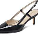 Slingback Heel for Women Kitten Heels Closed Pointed Toe Low Heel Pumps Rhinestones Heels for Women Dress Shoes for Wedding Party Prom, Size 11, Black