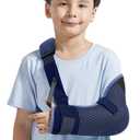 Velpeau Kids Arm Sling Shoulder Immobilizer with Waist Strap, Ventilated & Breathable Design, Arm Support Brace for Children, Boys, Girls (Mesh Version, Blue, Left, 2XS: Bust 19-23.5) (XX-Small)